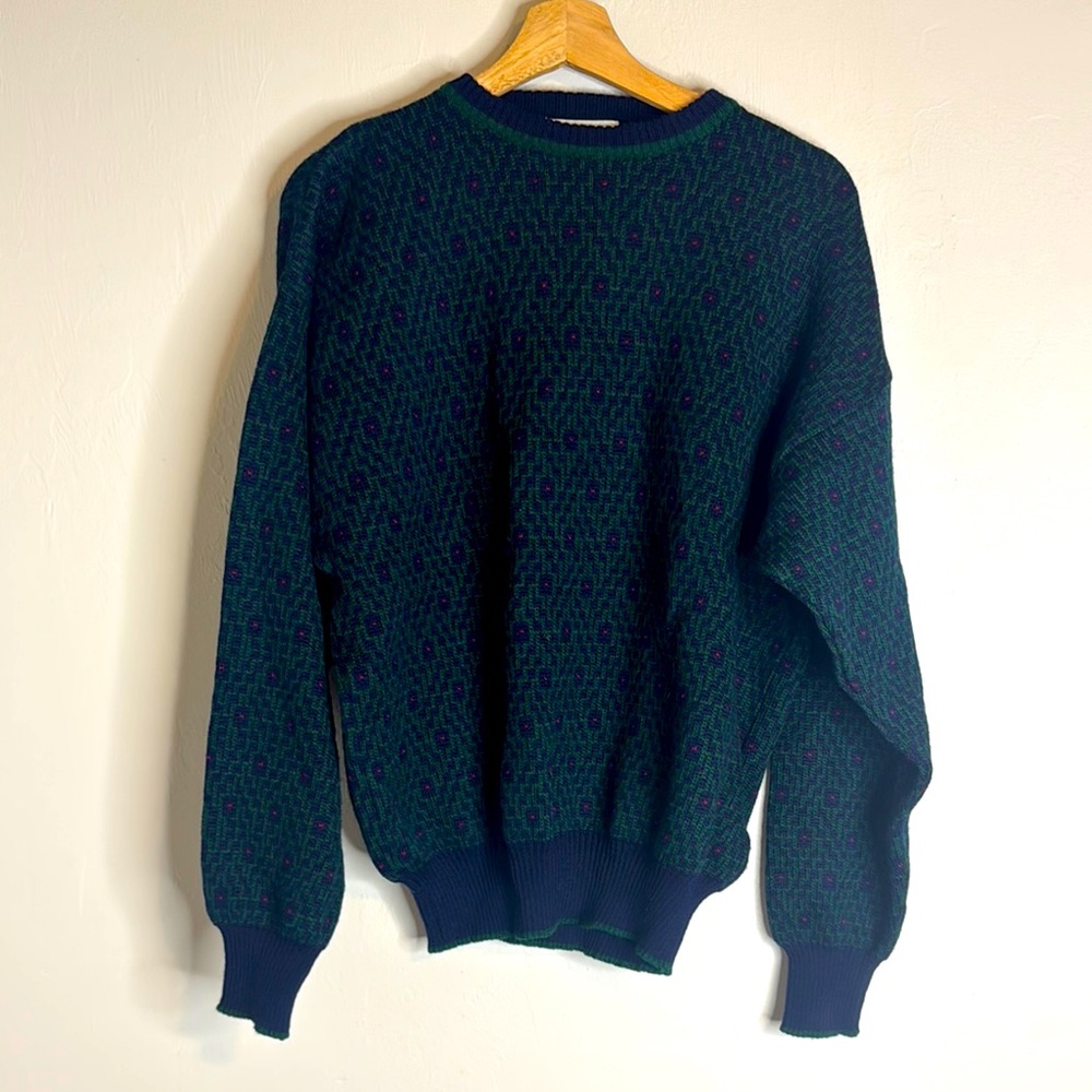 Vtg harbor club ladies wool abstract pullover crewneck sweater size medium